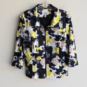 Conrad C abstract floral print zip jacket